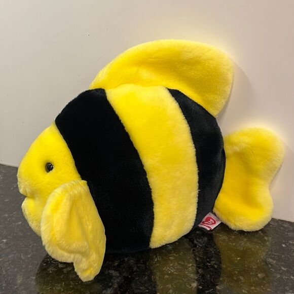 Bubbles Retired 1998 Ty Beanie Buddy Yellow and Black 11in Tropical Fish - Picture 1 of 6